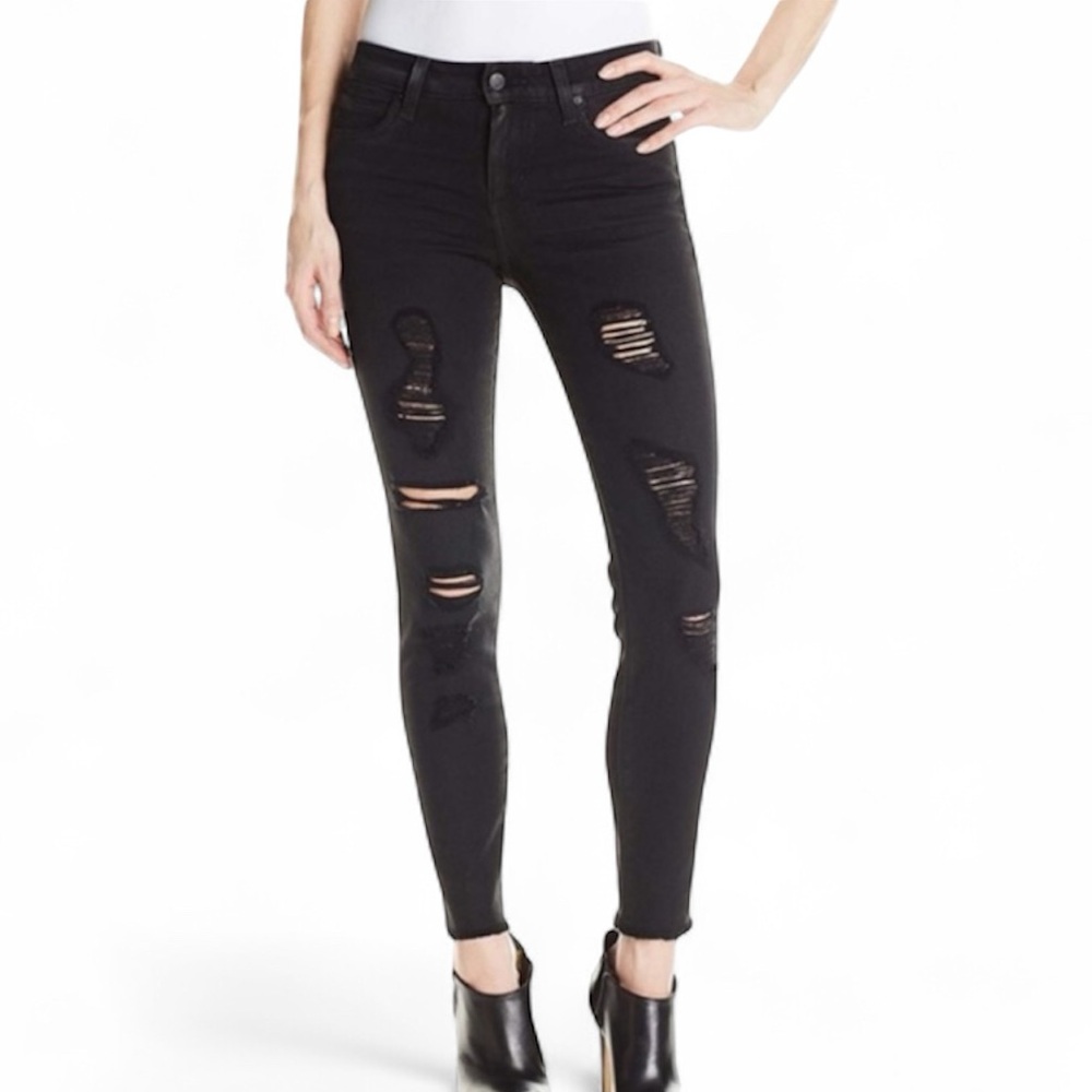 JOE’S JEANS I Jeans Raw Hem Distressed Black Hi-Rise Skinny 28